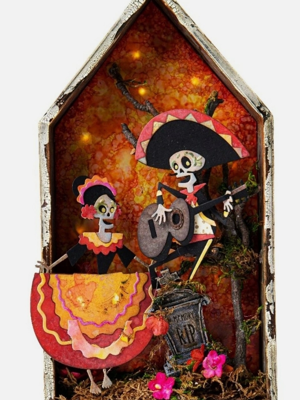 Day of the Dead Skeleton Duo Light-Up Shadow Box